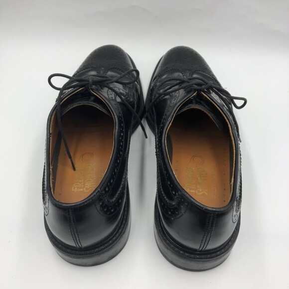 Vintage French Shriner Mens Black Leather Wing Tip Lace Up Dress Shoes Size 8.5M - Picture 11 of 12